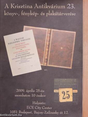 A Krisztina Antikvárium 23. könyv-, fénykép- és plakátárverése