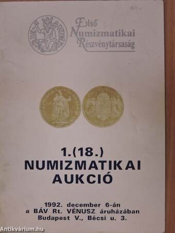 1. (18.) Numizmatikai aukció