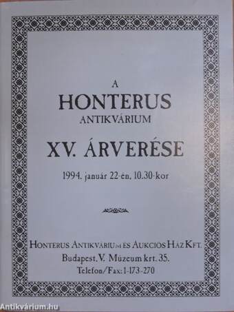 A Honterus Antikvárium XV. árverése