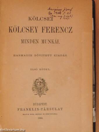 Kölcsei Kölcsey Ferencz minden munkái 1-10.