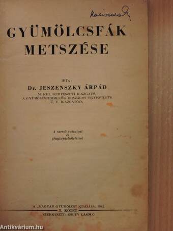 Gyümölcsfák metszése