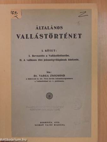 Általános vallástörténet I.