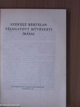 Székely Bertalan válogatott művészeti írásai