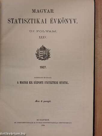 Magyar Statisztikai Évkönyv 1927.