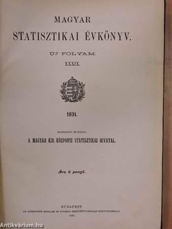 Magyar Statisztikai Évkönyv 1931.