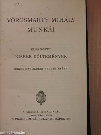 Vörösmarty Mihály munkái I-IV.