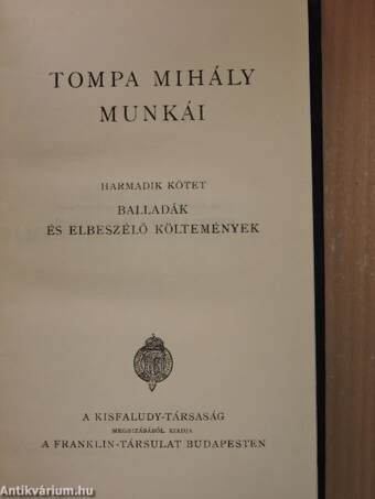 Tompa Mihály munkái III.