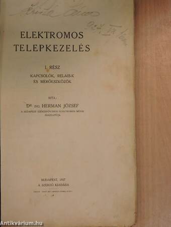 Elektromos telepkezelés I-III.