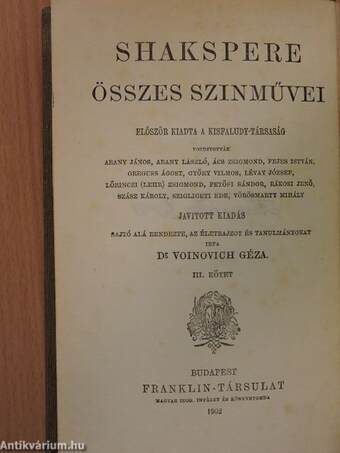 Shakspere történeti szinművei I. (töredék)