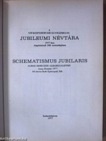 A Székesfehérvári Egyházmegye jubileumi névtára 1977