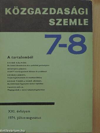 Közgazdasági Szemle 1974. július-augusztus