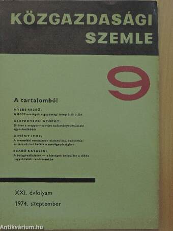 Közgazdasági Szemle 1974. szeptember