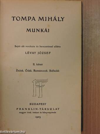 Tompa Mihály munkái II.