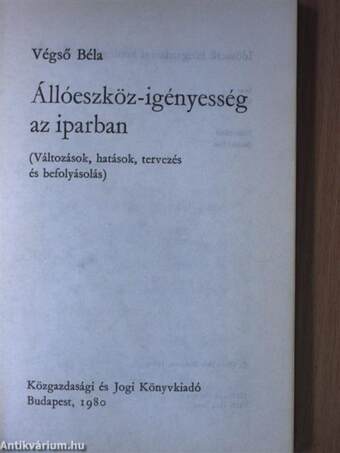 Állóeszköz-igényesség az iparban