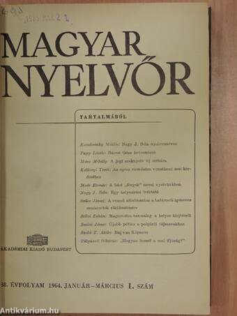 Magyar Nyelvőr 1964. január-december