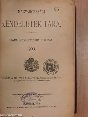 Magyarországi rendeletek tára 1903.