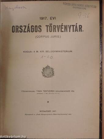 1917. évi Országos Törvénytár