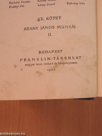 Arany János munkái II.