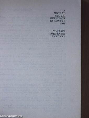 A Nógrád Megyei Múzeumok Évkönyve 1989