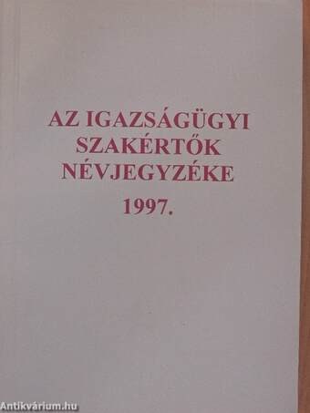 Az igazságügyi szakértők névjegyzéke