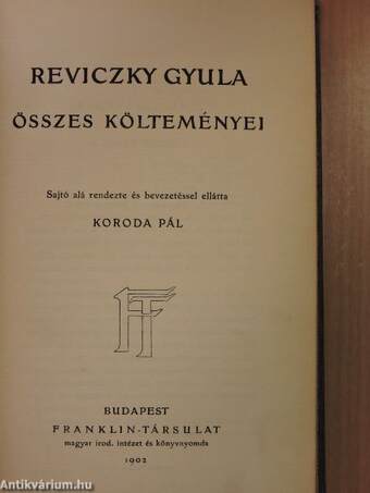 Reviczky Gyula összes költeményei