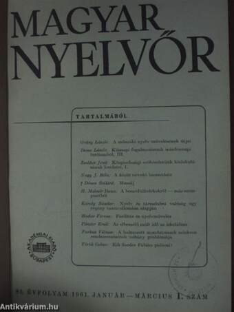 Magyar Nyelvőr 1961. január-december