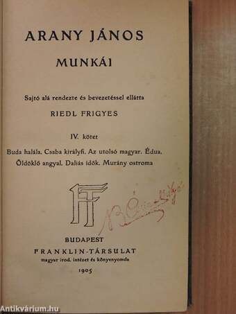 Arany János munkái IV.