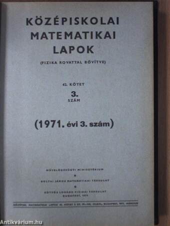 Középiskolai matematikai lapok 1971. (nem teljes évfolyam)