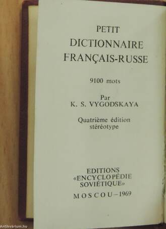 Petit dictionnaire francais-russe (minikönyv)