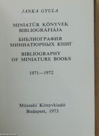 Miniatűr könyvek bibliográfiája 1971-1972 (minikönyv) (számozott)