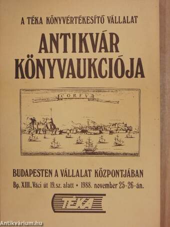 A Téka Könyvértékesítő Vállalat antikvár könyvaukciója 1988. november 25-26-án