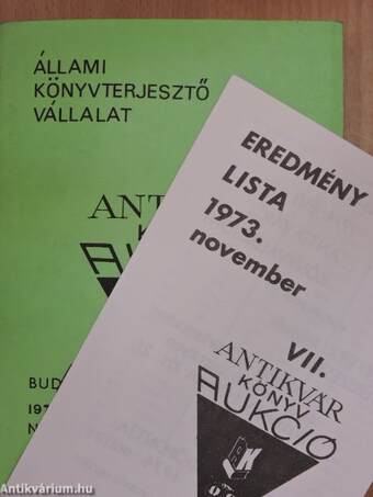 Antikvár könyv aukció - Budapest, 1973. november 17-18.