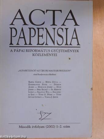 Acta Papensia 2002/1-2.