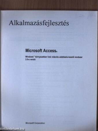 Alkalmazásfejlesztés - Microsoft Access 2.0-s verzió