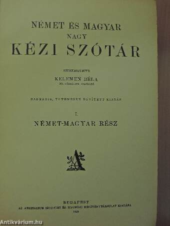 Német-magyar és magyar-német nagy kézi szótár I-II.