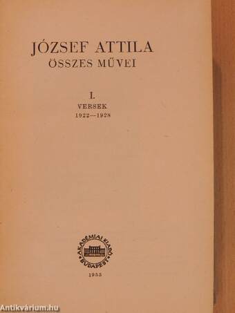 József Attila összes művei I. (töredék)