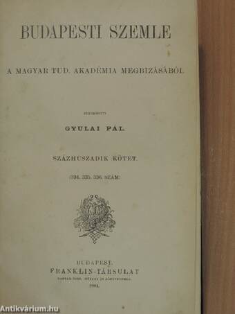 Budapesti Szemle 120. kötet 334-336. szám