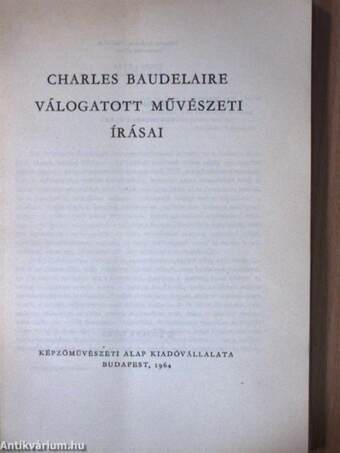 Charles Baudelaire válogatott művészeti írásai