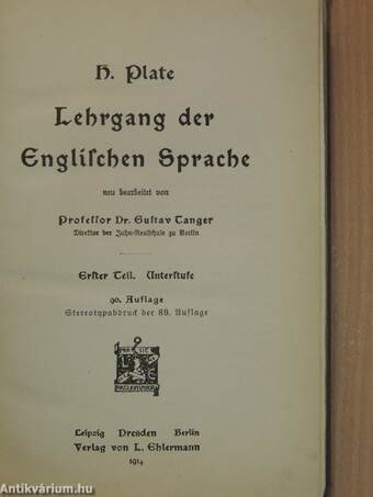 Lehrgang der Englischen Sprache I. (gótbetűs)