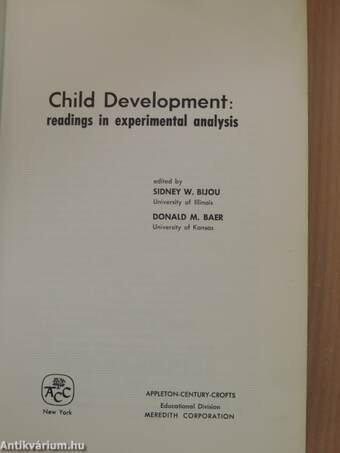 Child Development: Readings in Experimental Analysis