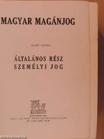 Magyar magánjog I-VI.