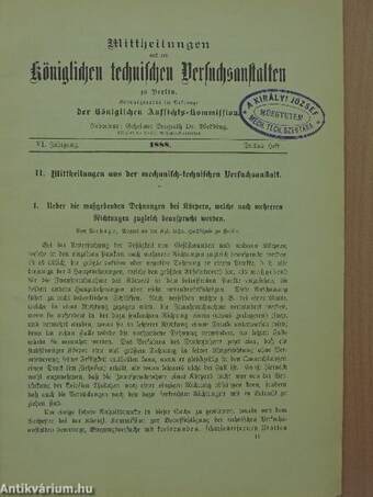 Mittheilungen aus den Königlichen technischen Versuchsanstalten zu Berlin 1888/3. (gótbetűs)