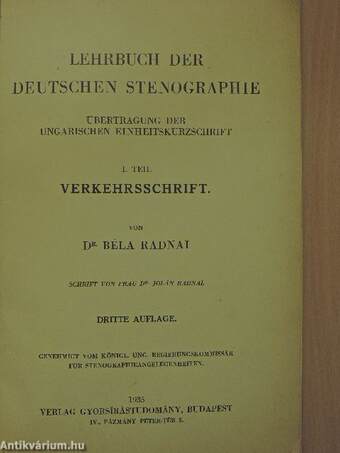 Lehrbuch der Deutschen Stenographie I.