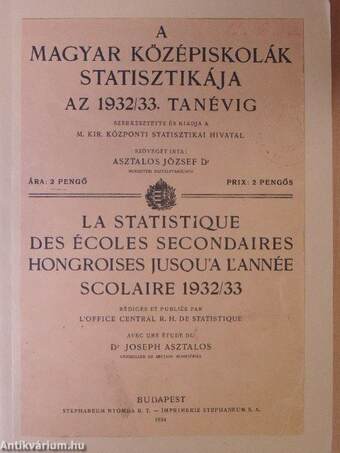 A magyar középiskolák statisztikája az 1932/33. tanévig