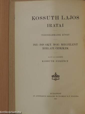 Kossuth Lajos iratai XIII.