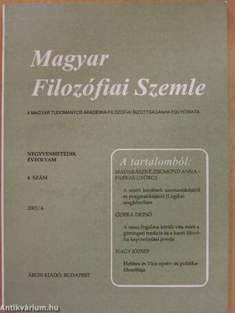 Magyar Filozófiai Szemle 2003/4.