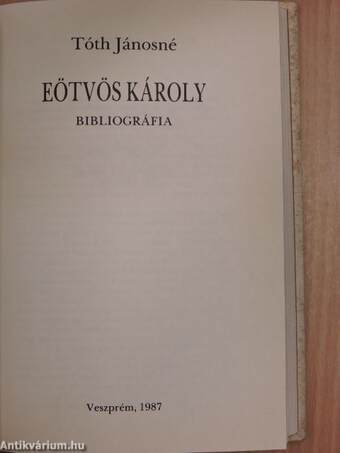 Eötvös Károly bibliográfia