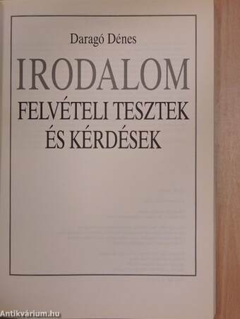 Irodalom felvételi tesztek és kérdések