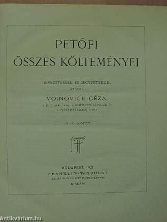 Petőfi összes költeményei I.