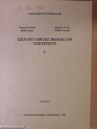 Szovjet-orosz irodalom története II. (orosz nyelvű)